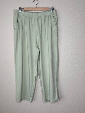 Prairie Cotton Womens Pull On Cropped Lounge Pants Sz 1X USA Sage Green Normcore